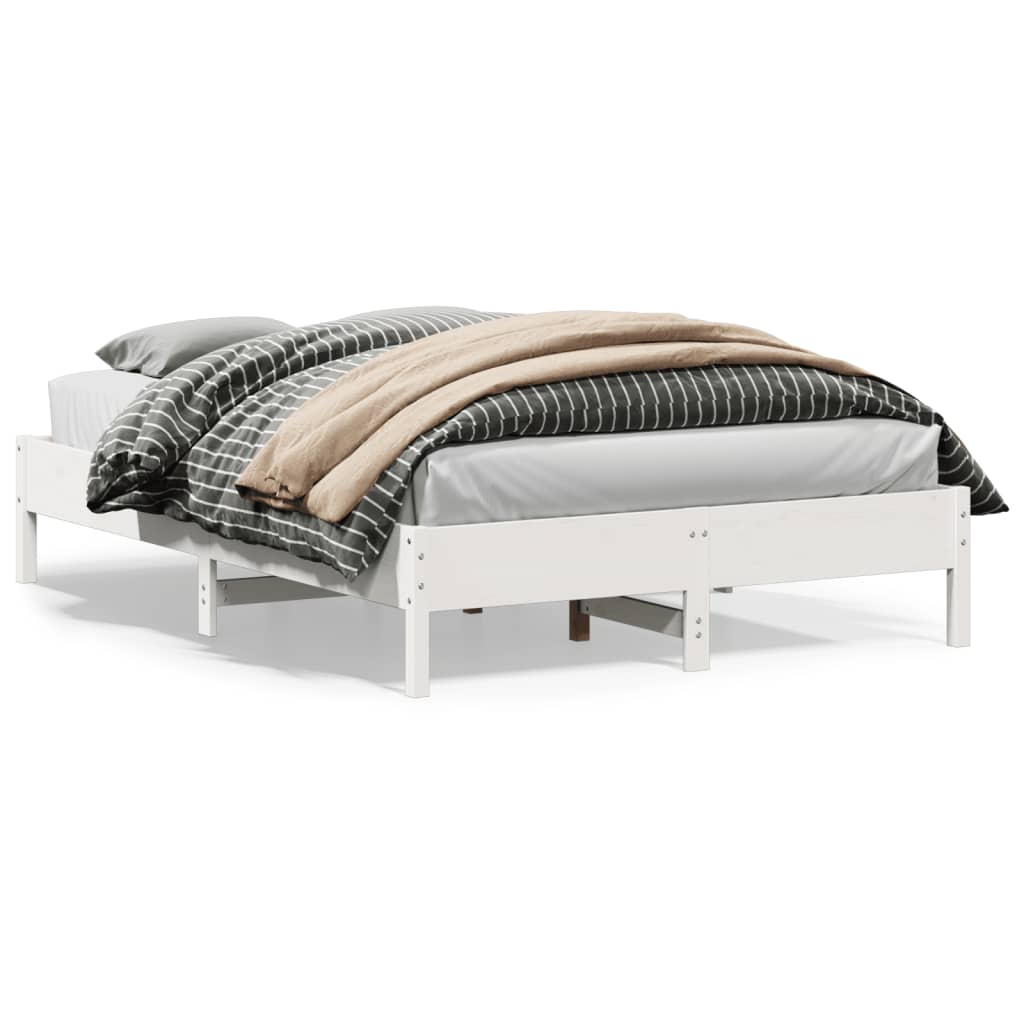 Cadre de lit sans matelas blanc 160x200 cm bois de pin massif - XIOS