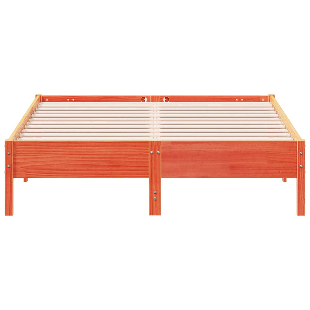 Cadre de lit sans matelas cire marron 160x200cm bois pin massif - XIOS