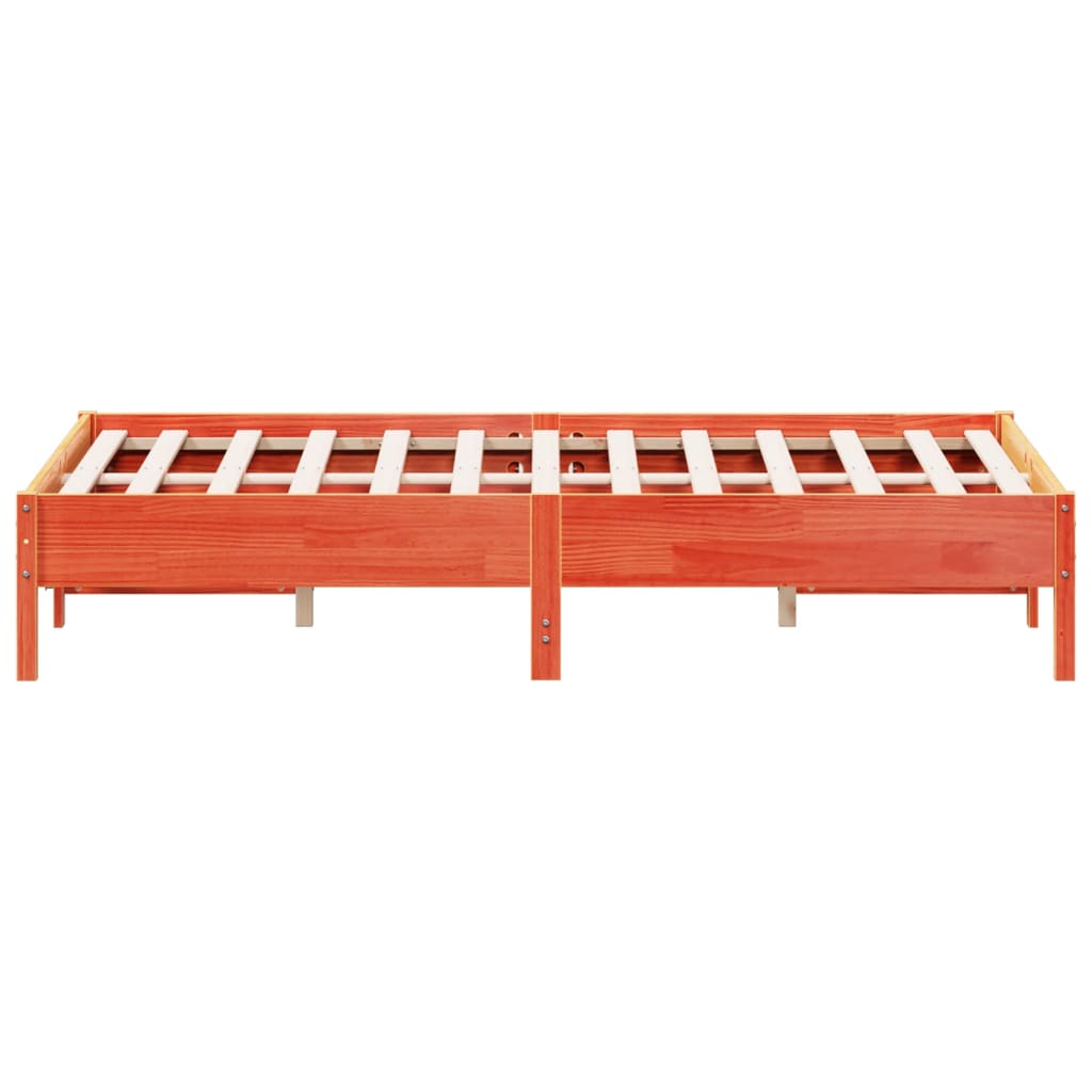 Cadre de lit sans matelas cire marron 160x200cm bois pin massif - XIOS