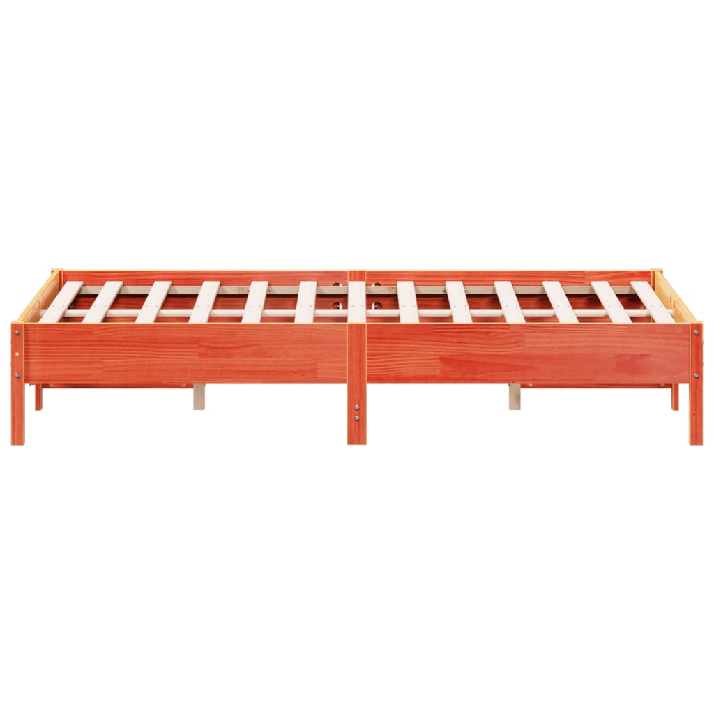 Cadre de lit sans matelas cire marron 150x200cm bois pin massif - XIOS