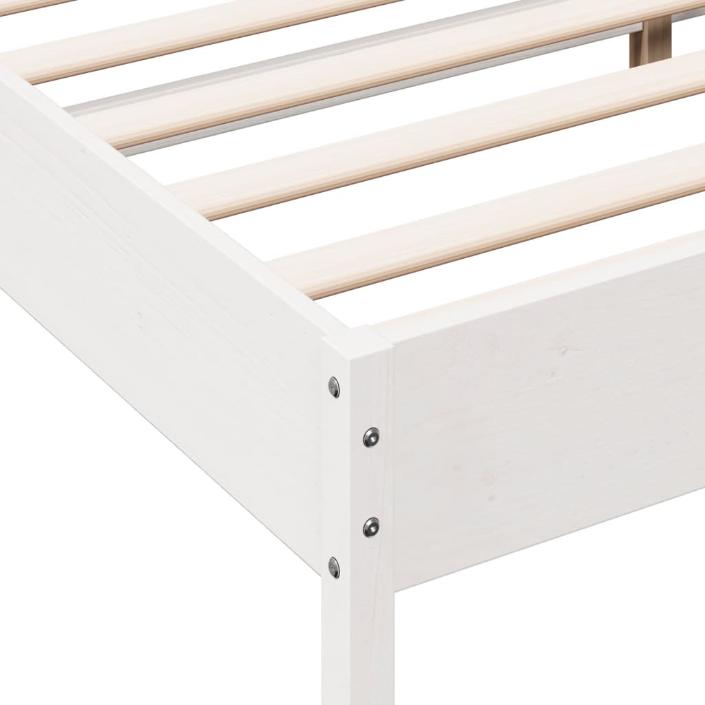 Cadre de lit sans matelas blanc 140x200 cm bois de pin massif - XIOS