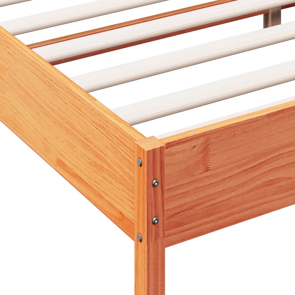 Cadre de lit sans matelas cire marron 140x200cm bois pin massif - XIOS