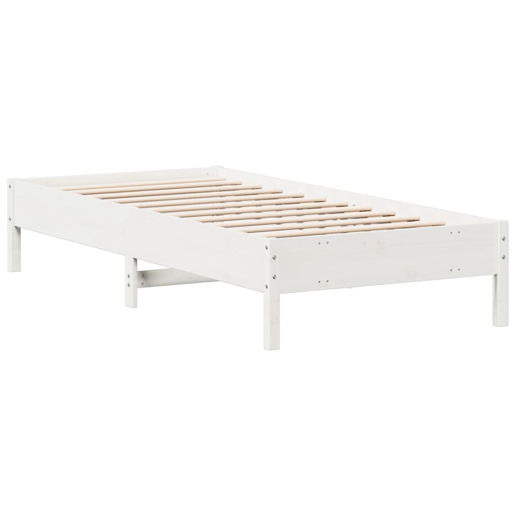 Cadre de lit sans matelas blanc 90x200 cm bois de pin massif - XIOS