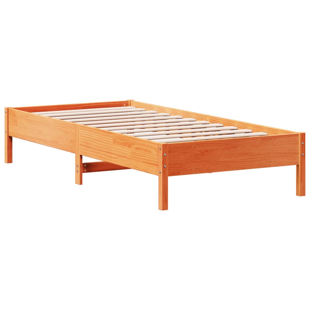 Cadre de lit sans matelas cire marron 90x200 cm bois pin massif - XIOS