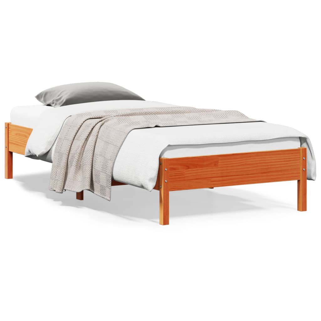 Cadre de lit sans matelas cire marron 90x200 cm bois pin massif - XIOS