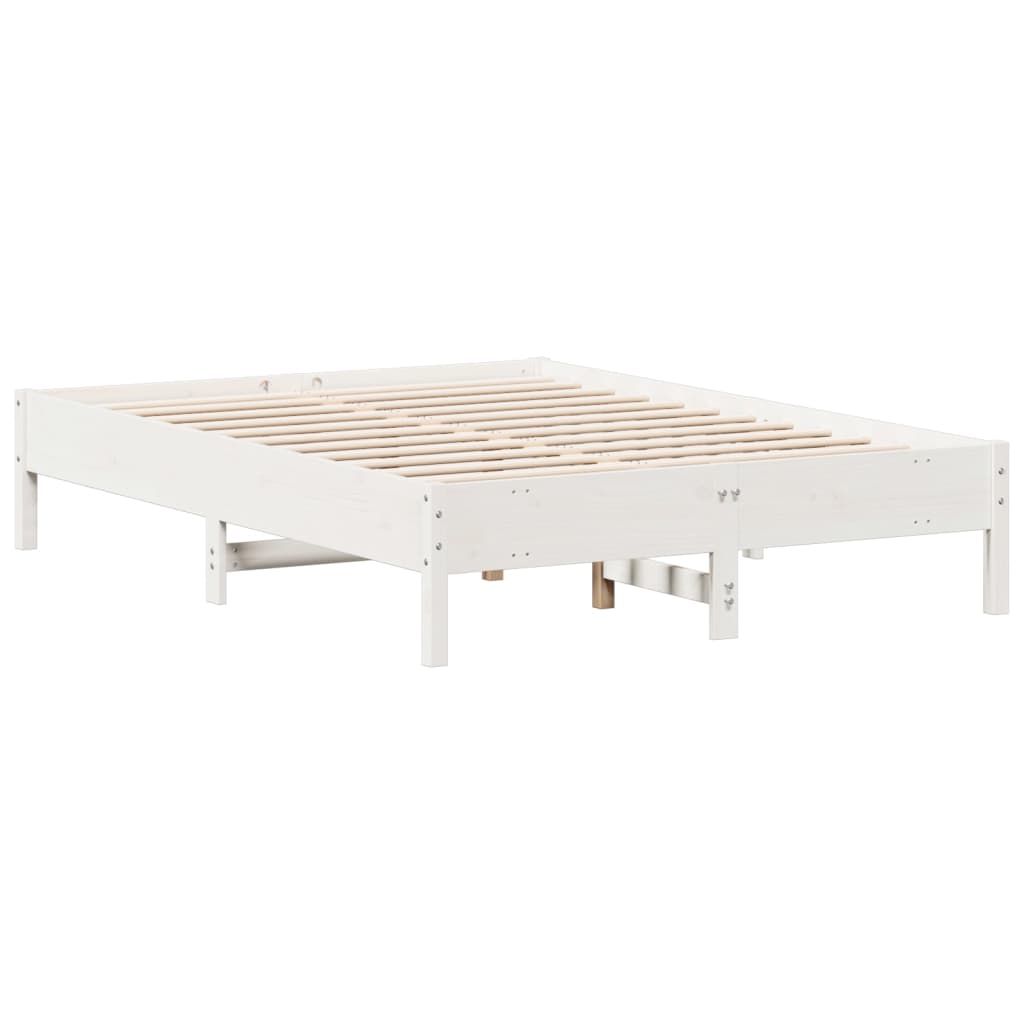 Cadre de lit sans matelas blanc 140x190 cm bois de pin massif - XIOS