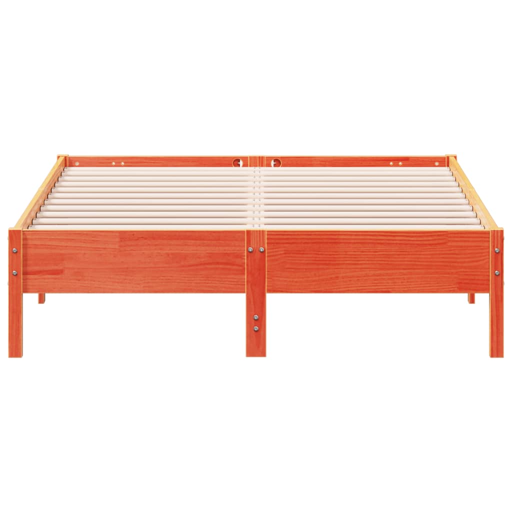Cadre de lit sans matelas cire marron 140x190cm bois pin massif - XIOS