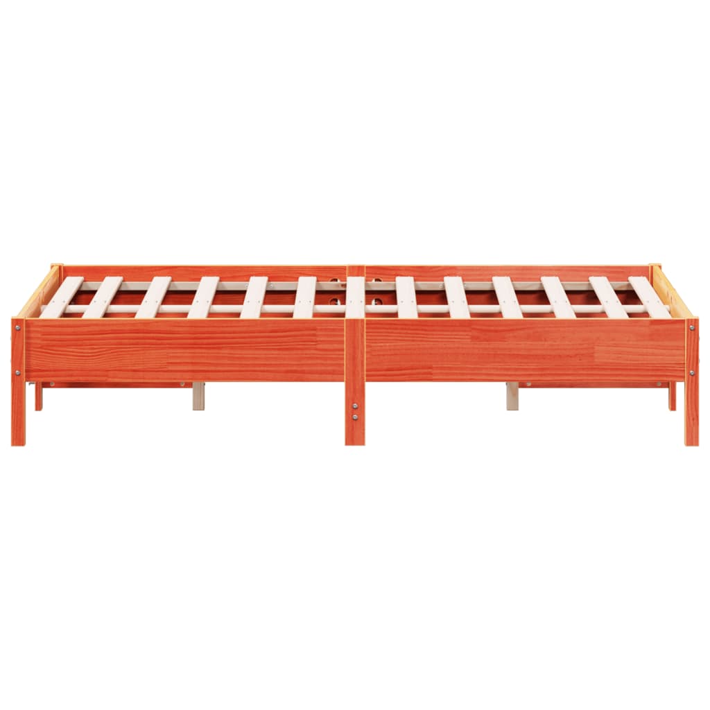 Cadre de lit sans matelas cire marron 140x190cm bois pin massif - XIOS
