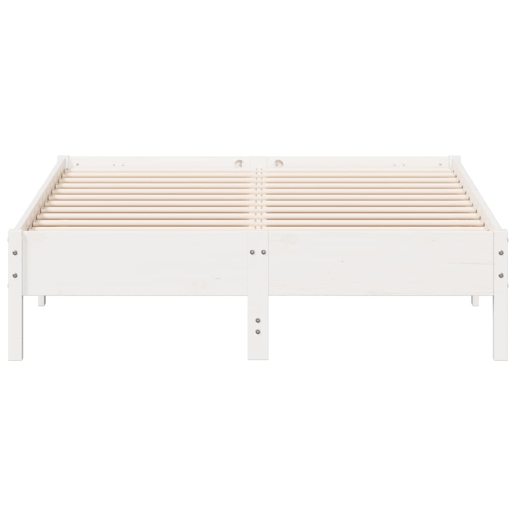 Cadre de lit sans matelas blanc 135x190 cm bois de pin massif - XIOS