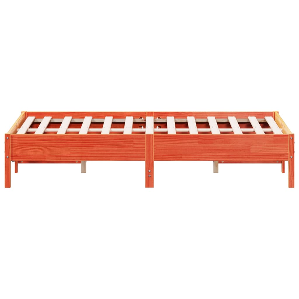 Cadre de lit sans matelas cire marron 135x190cm bois pin massif - XIOS