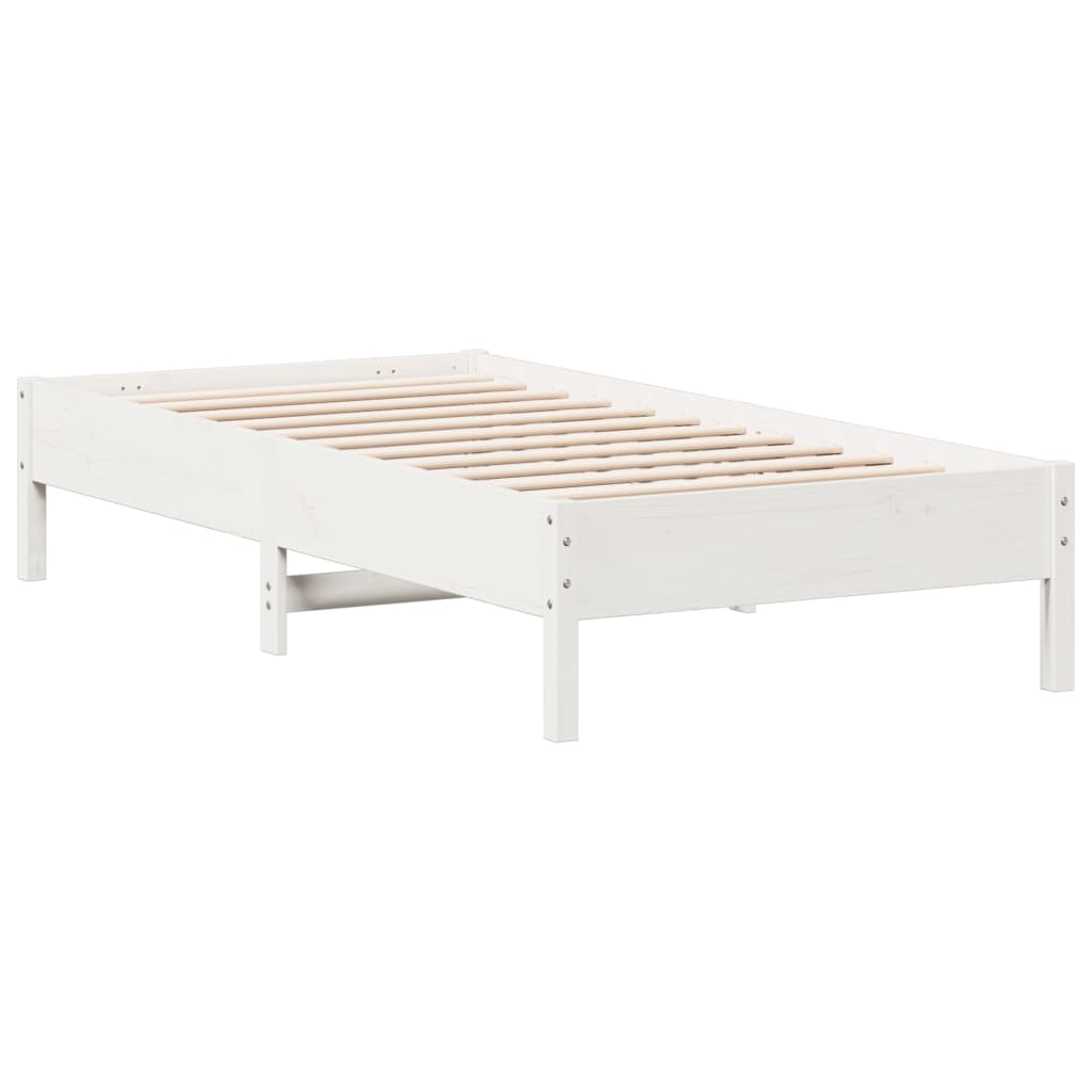 Cadre de lit sans matelas blanc 90x190 cm bois de pin massif - XIOS
