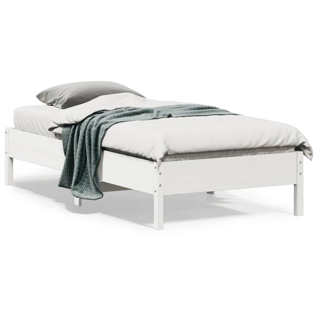 Cadre de lit sans matelas blanc 90x190 cm bois de pin massif - XIOS