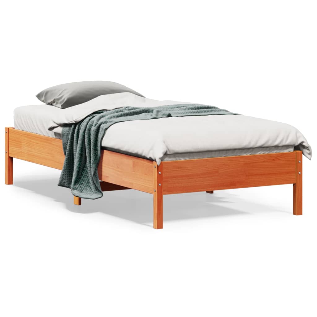 Cadre de lit sans matelas cire marron 75x190 cm bois pin massif - XIOS