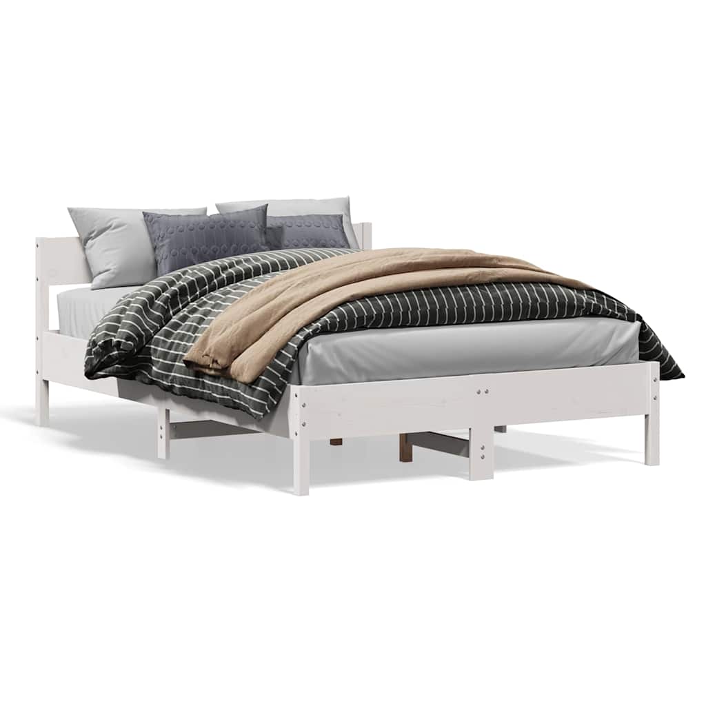 Cadre de lit sans matelas blanc 160x200 cm bois de pin massif - XIOS