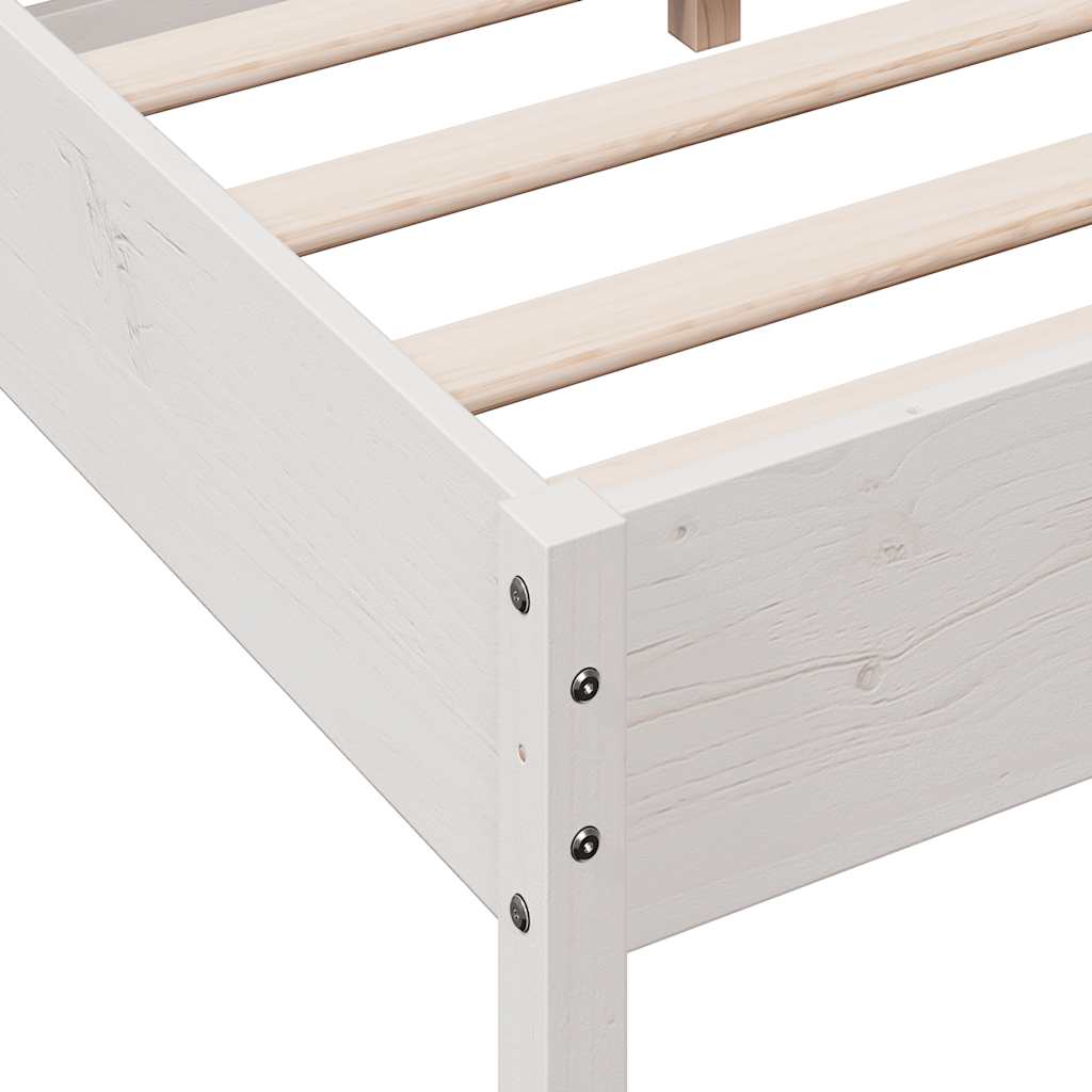 Cadre de lit sans matelas blanc 150x200 cm bois de pin massif - XIOS