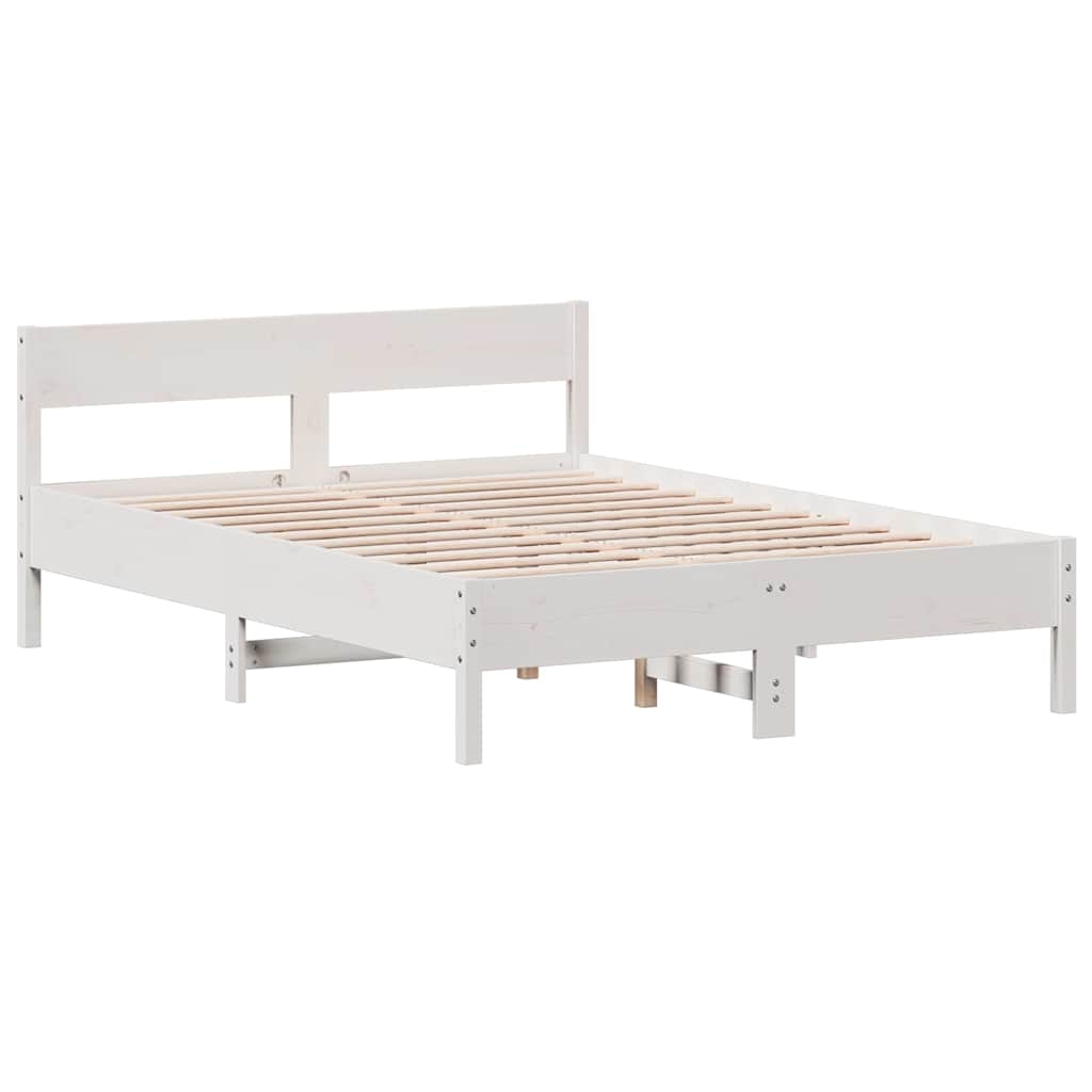 Cadre de lit sans matelas blanc 140x200 cm bois de pin massif - XIOS