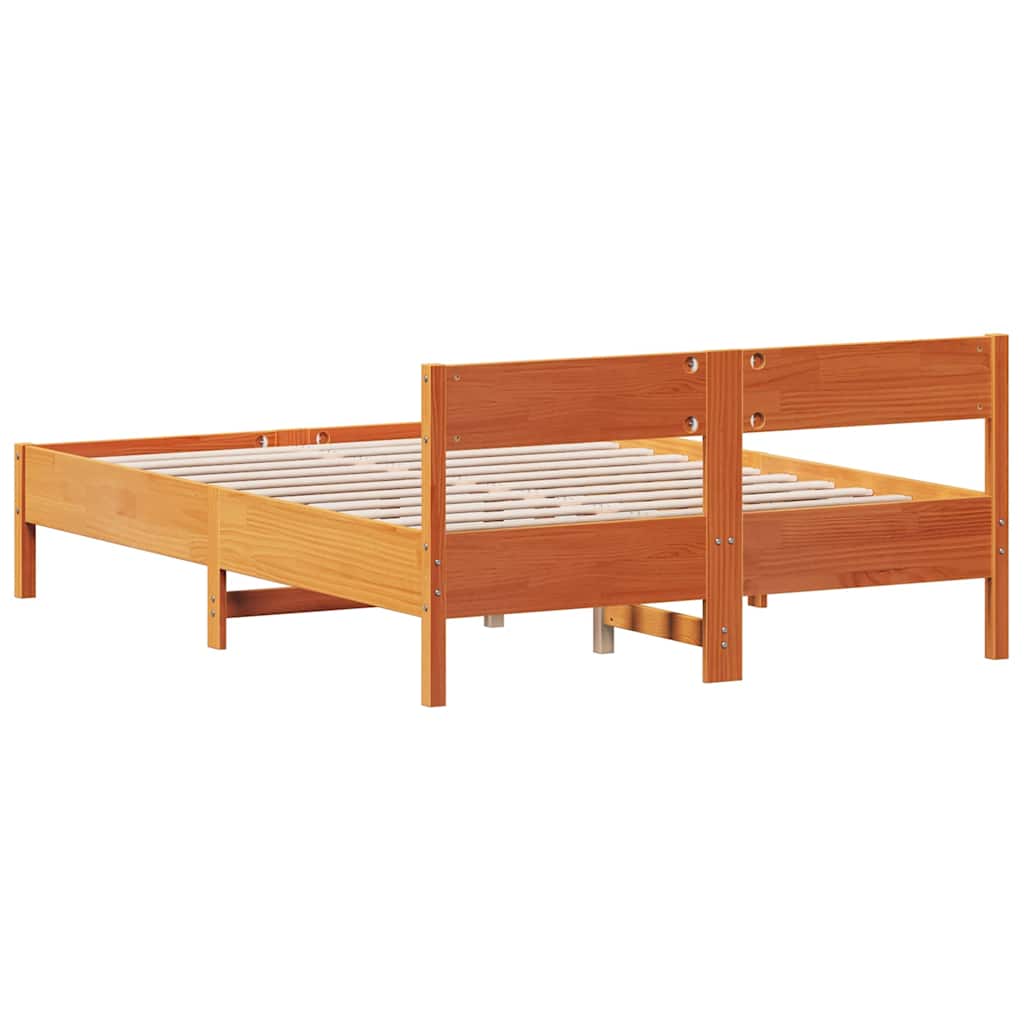 Cadre de lit sans matelas cire marron 120x200cm bois pin massif - XIOS