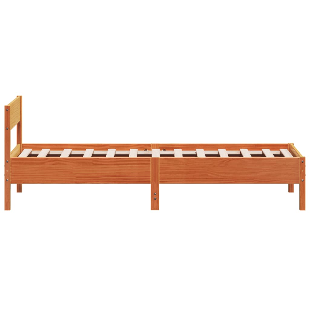 Cadre de lit sans matelas cire marron 100x200cm bois pin massif - XIOS