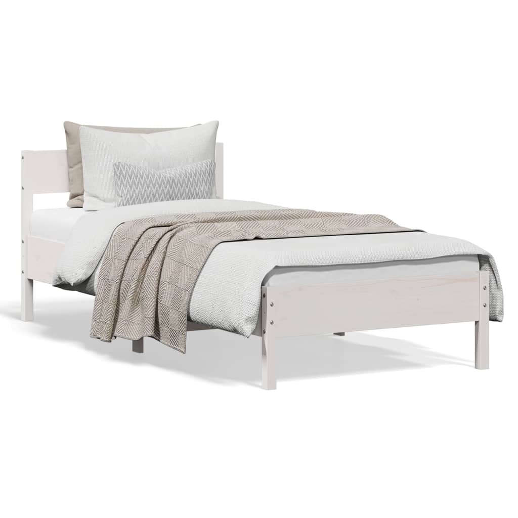 Cadre de lit sans matelas blanc 90x200 cm bois de pin massif - XIOS