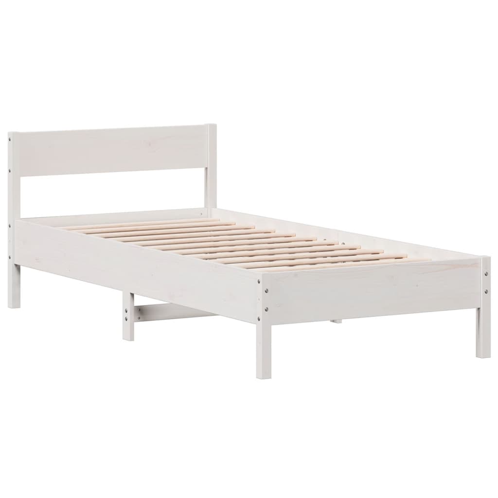 Cadre de lit sans matelas blanc 90x200 cm bois de pin massif - XIOS