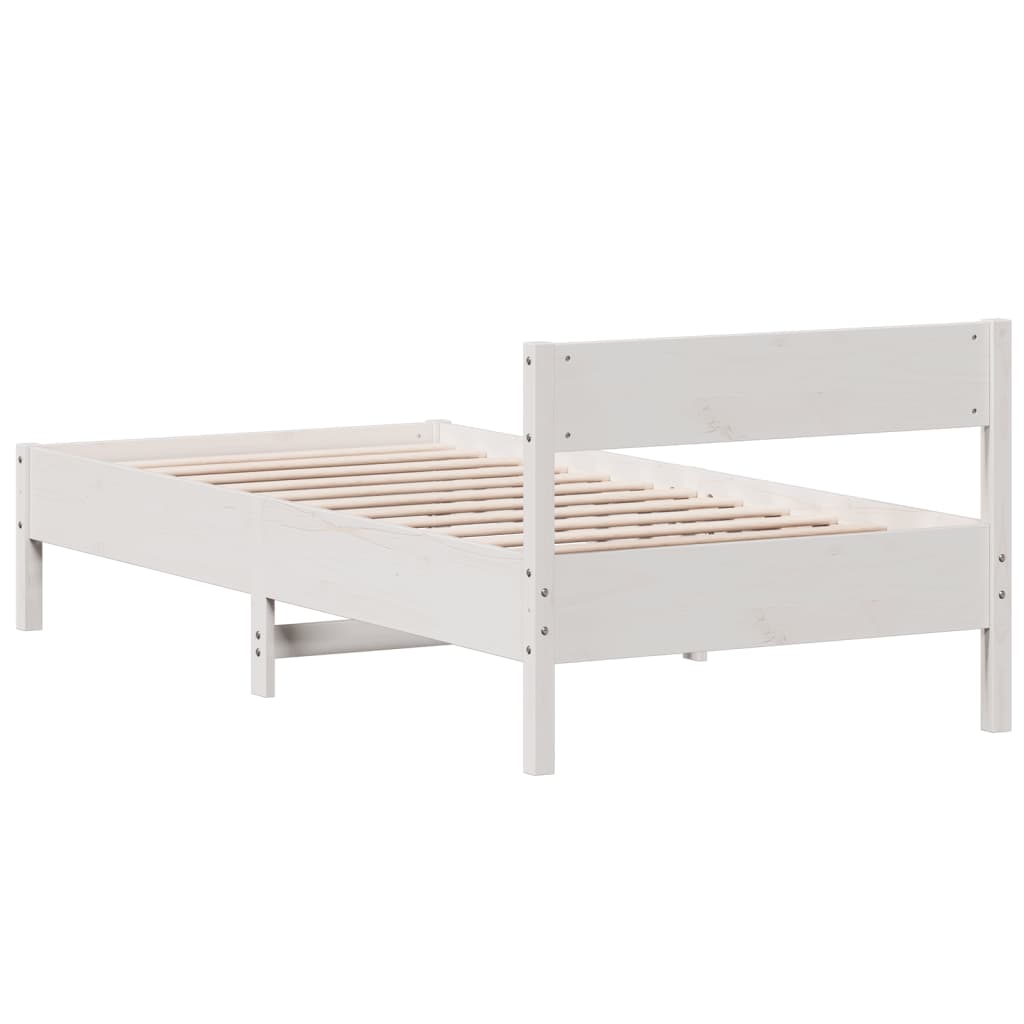 Cadre de lit sans matelas blanc 90x200 cm bois de pin massif - XIOS