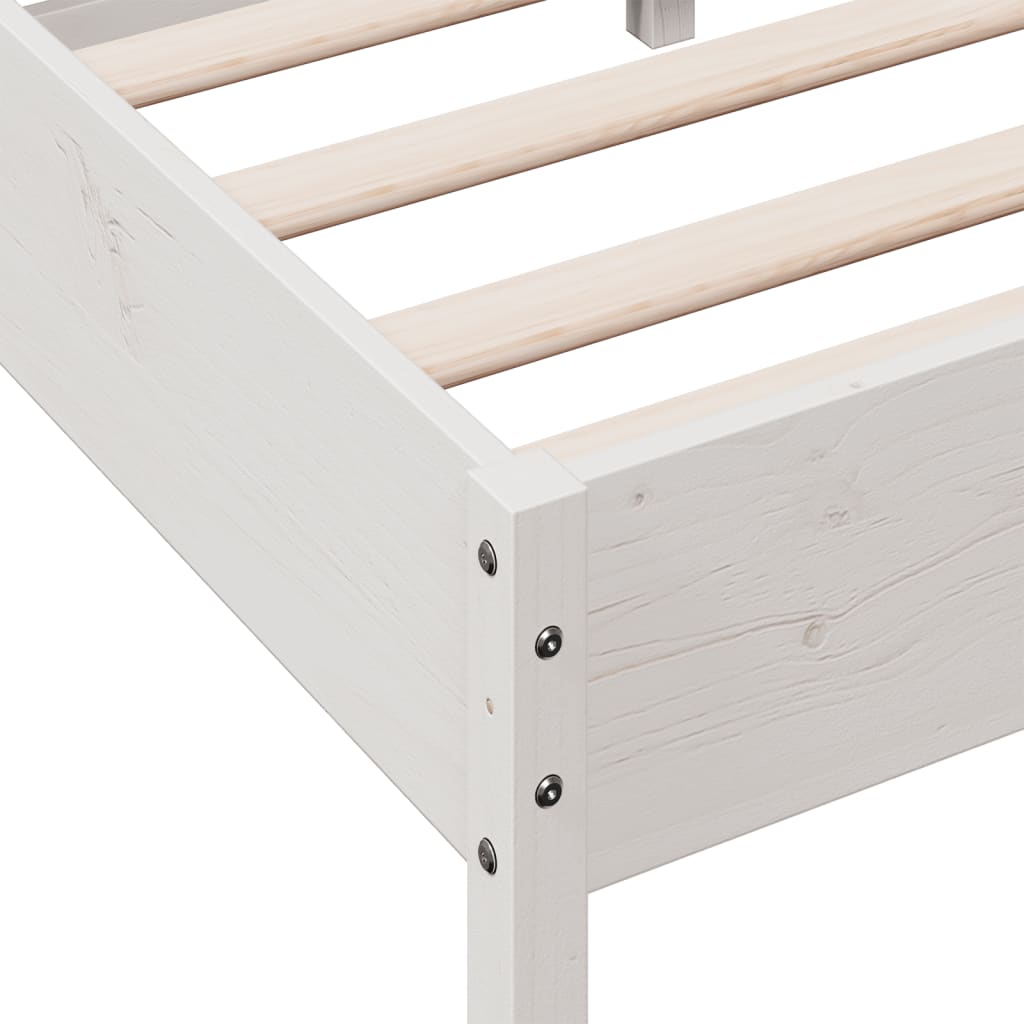 Cadre de lit sans matelas blanc 90x200 cm bois de pin massif - XIOS