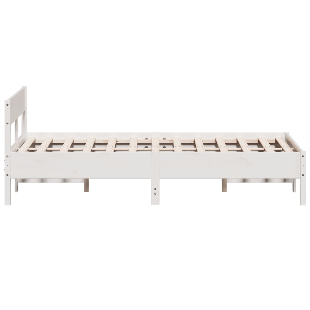 Cadre de lit sans matelas blanc 135x190 cm bois de pin massif - XIOS