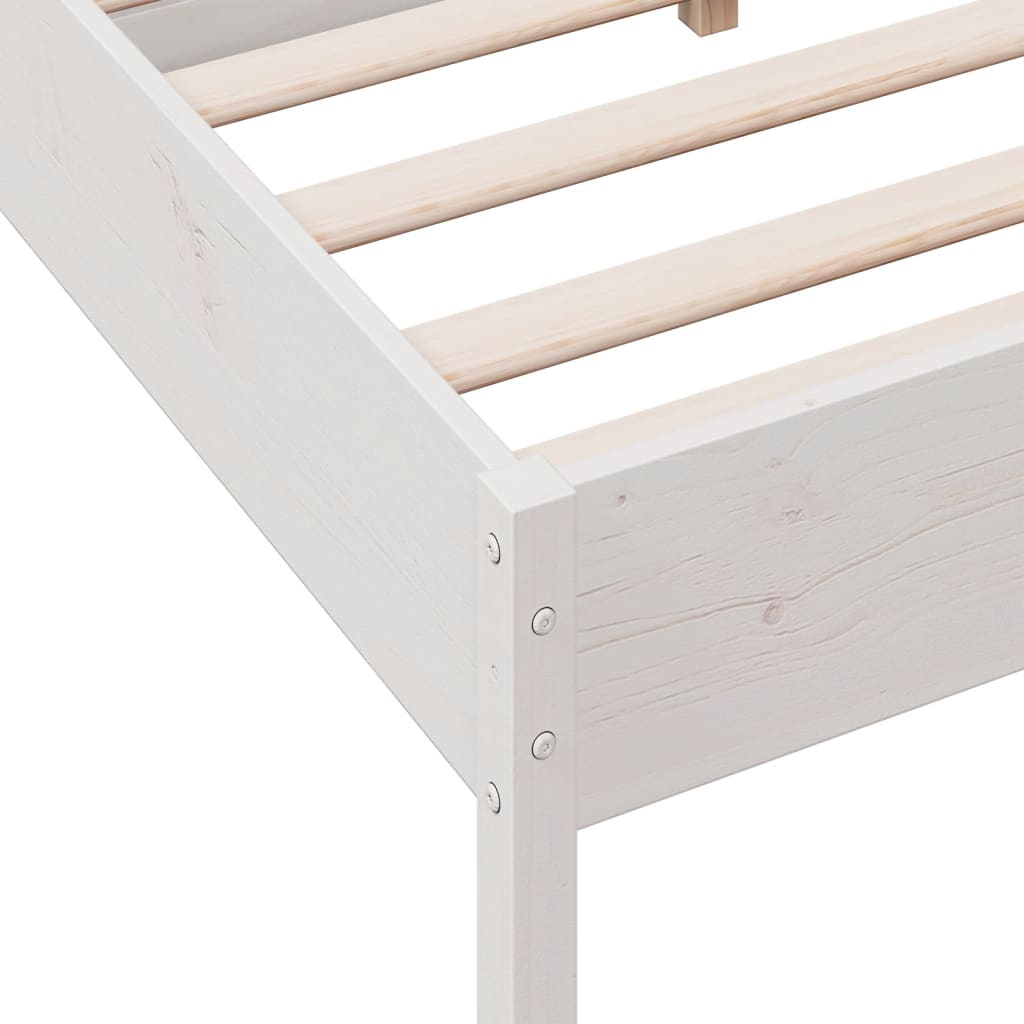 Cadre de lit sans matelas blanc 135x190 cm bois de pin massif - XIOS