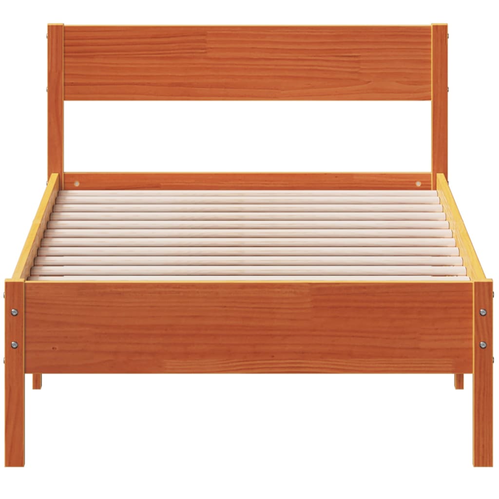 Cadre de lit sans matelas cire marron 90x190 cm bois pin massif - XIOS