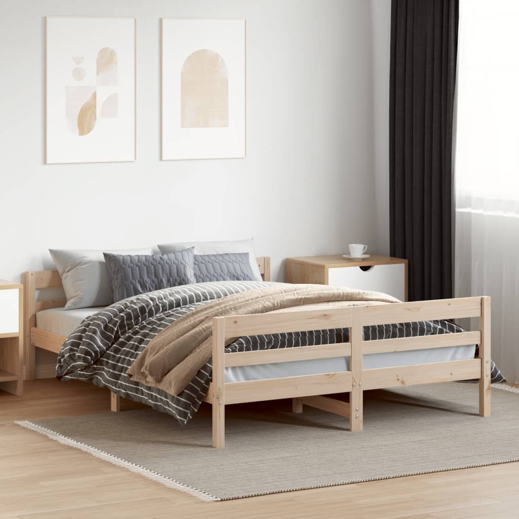Cadre de lit sans matelas 140x200 cm bois massif de pin - XIOS