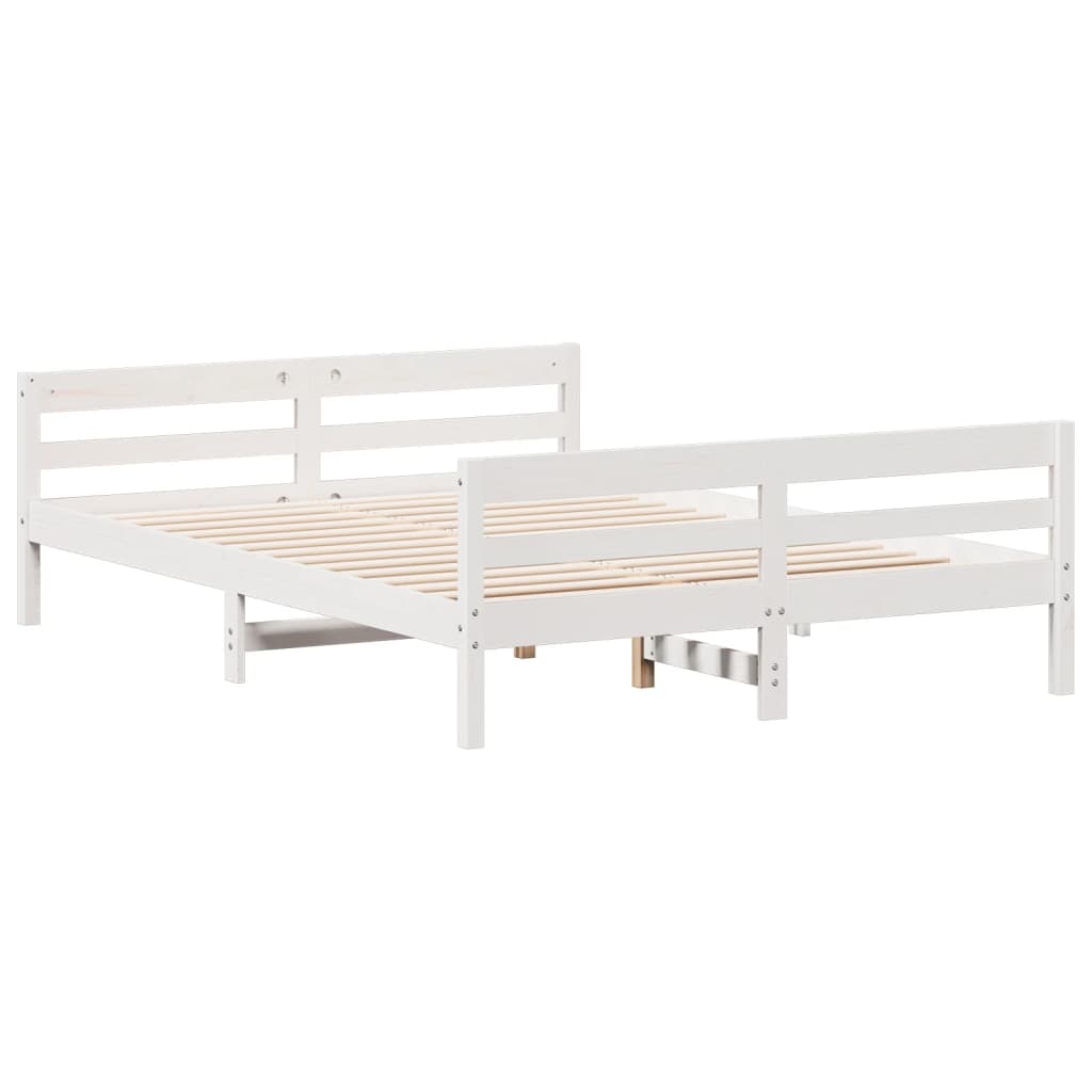 Cadre de lit sans matelas blanc 140x200 cm bois de pin massif - XIOS