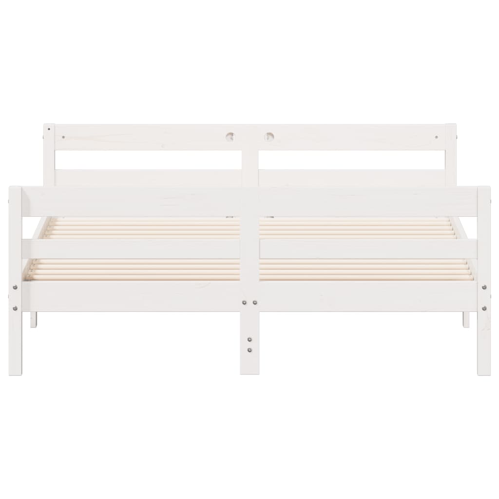Cadre de lit sans matelas blanc 140x200 cm bois de pin massif - XIOS
