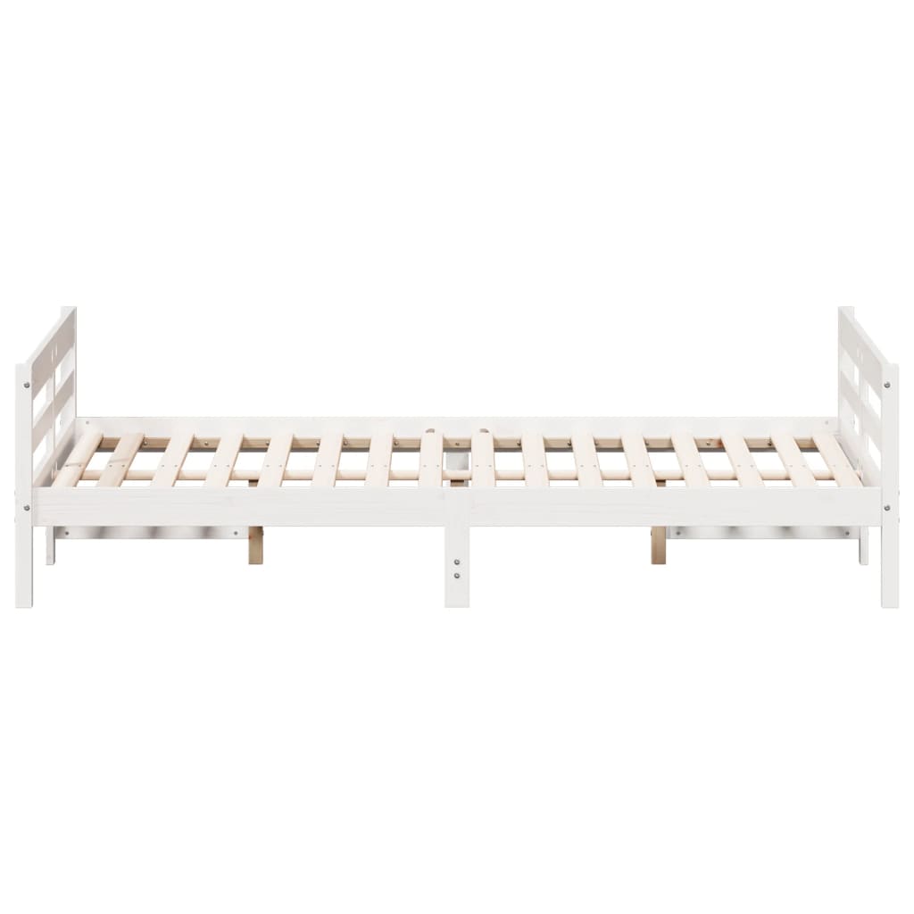 Cadre de lit sans matelas blanc 140x200 cm bois de pin massif - XIOS