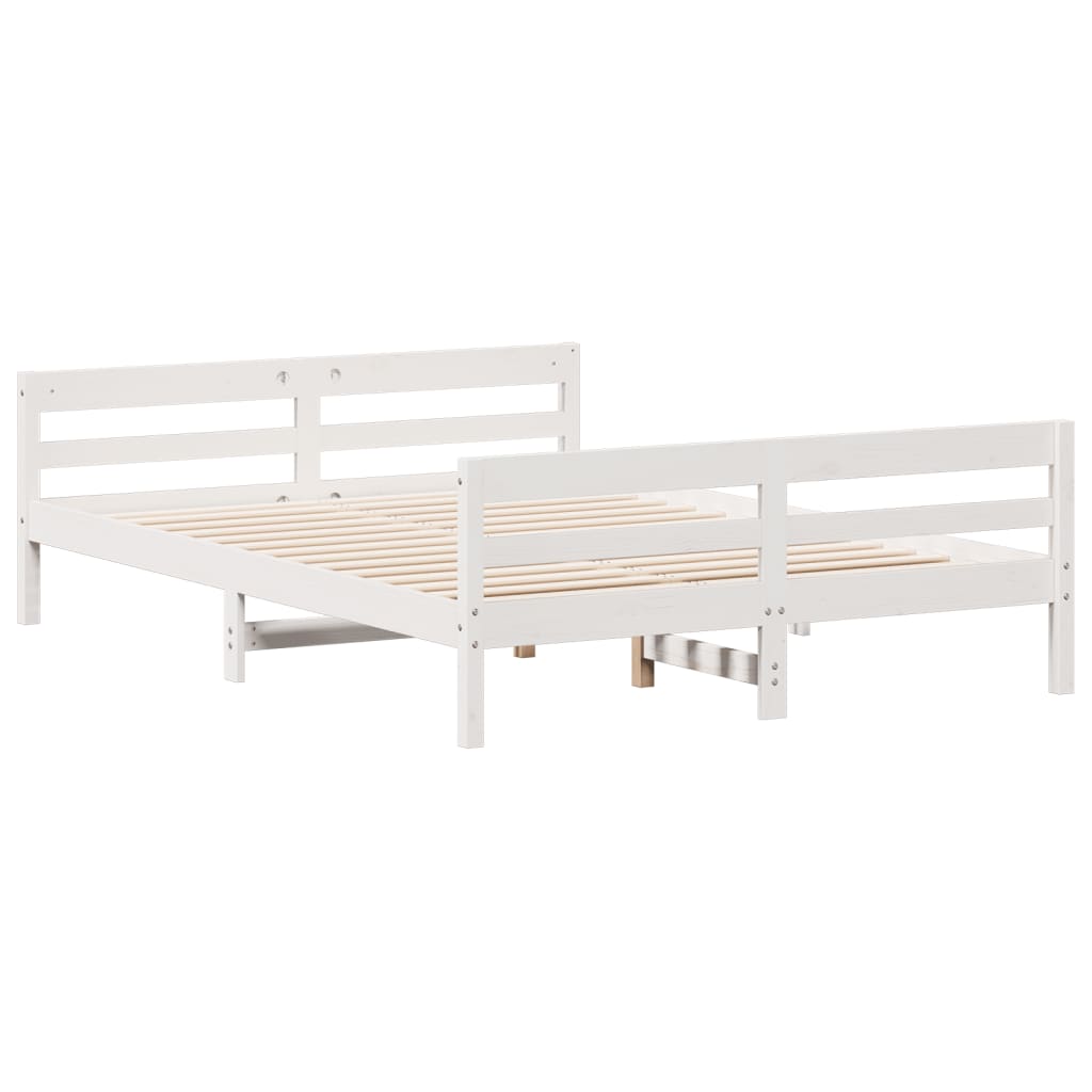 Cadre de lit sans matelas blanc 140x200 cm bois de pin massif - XIOS