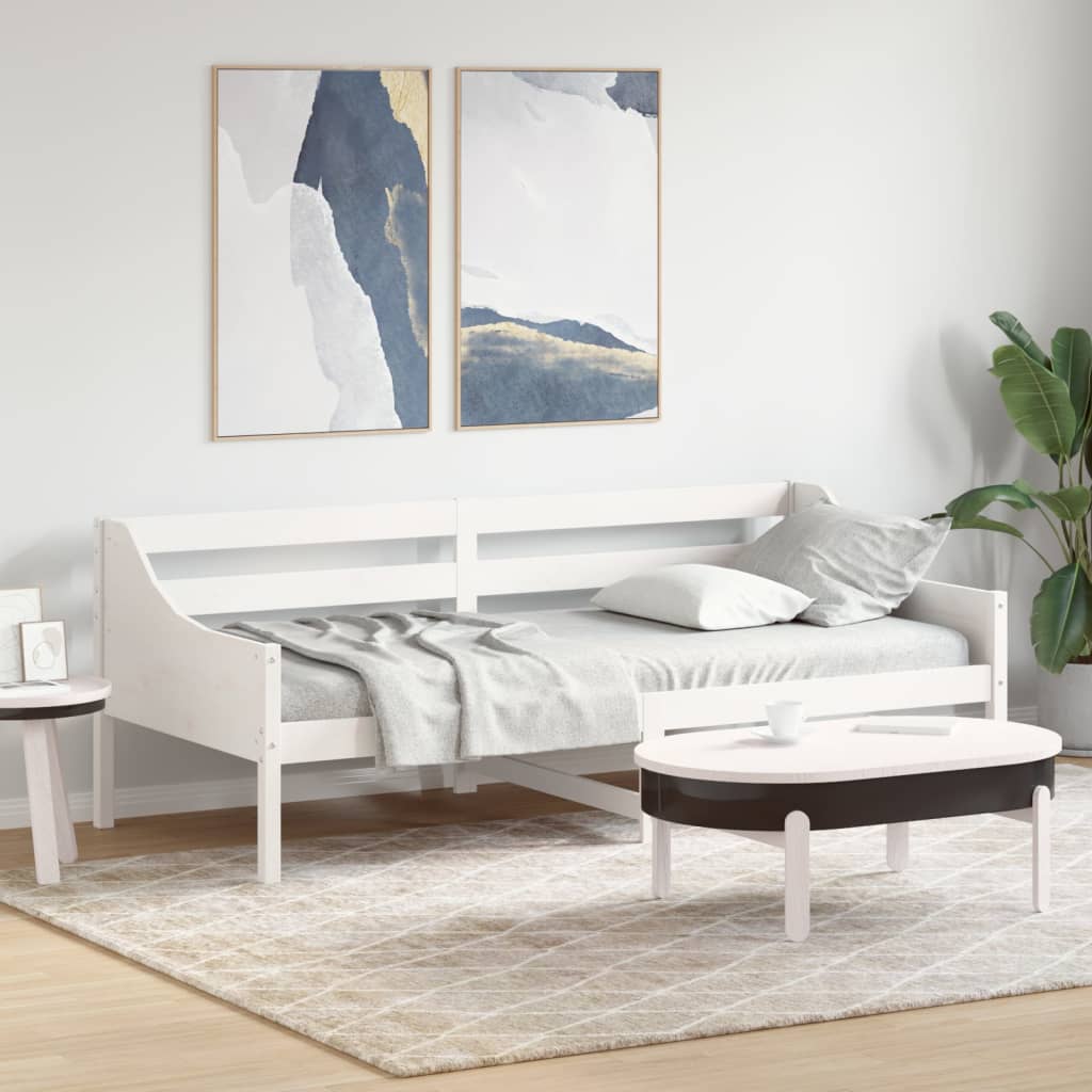 Lit de jour sans matelas blanc 90x200 cm bois de pin massif - XIOS