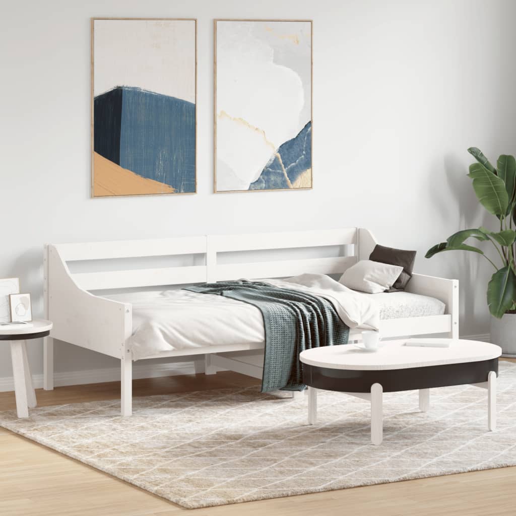 Lit de jour sans matelas blanc 90x190 cm bois de pin massif - XIOS