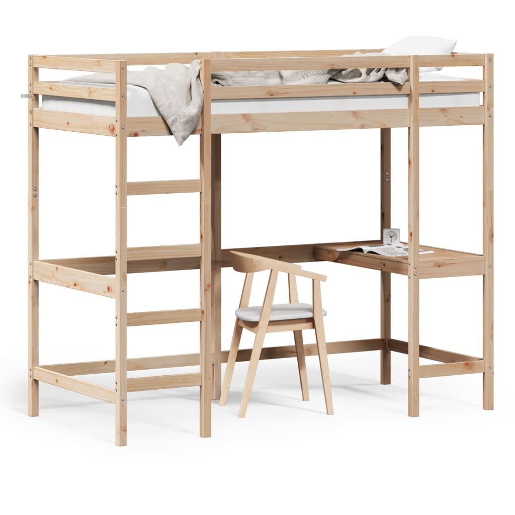Lit superposé avec bureau 90x200 cm bois de pin massif - XIOS