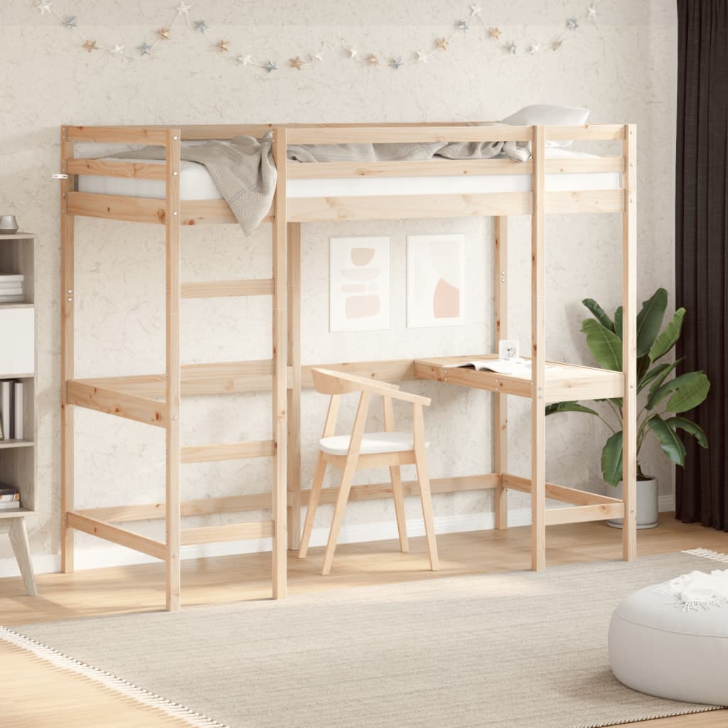 Lit superposé avec bureau 90x200 cm bois de pin massif - XIOS