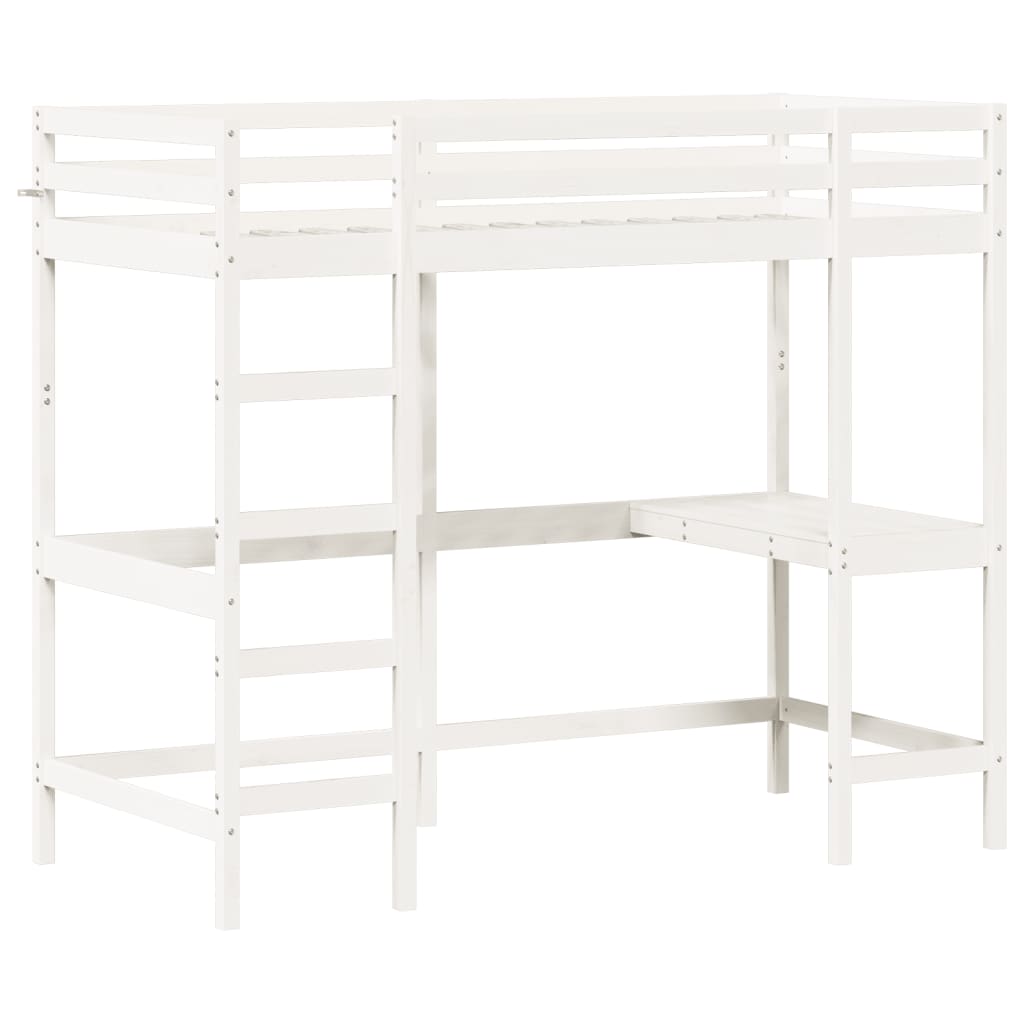 Lit superposé sans matelas blanc 90x200 cm bois de pin massif - XIOS