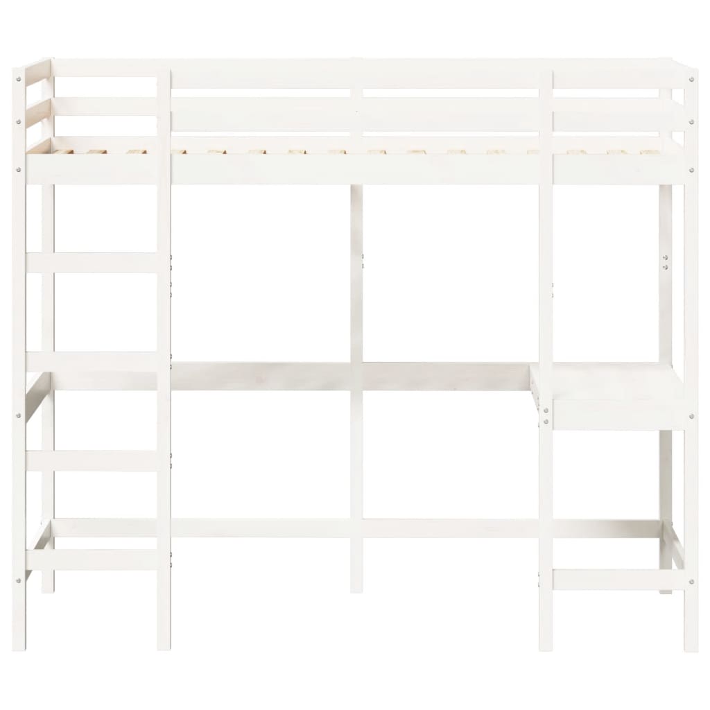 Lit superposé sans matelas blanc 90x200 cm bois de pin massif - XIOS