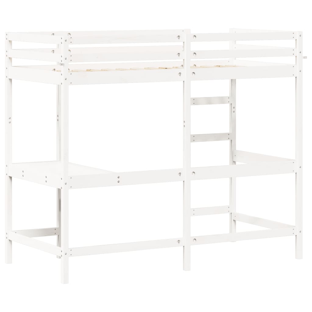 Lit superposé sans matelas blanc 90x200 cm bois de pin massif - XIOS