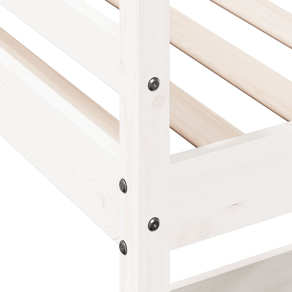 Lit superposé sans matelas blanc 90x200 cm bois de pin massif - XIOS
