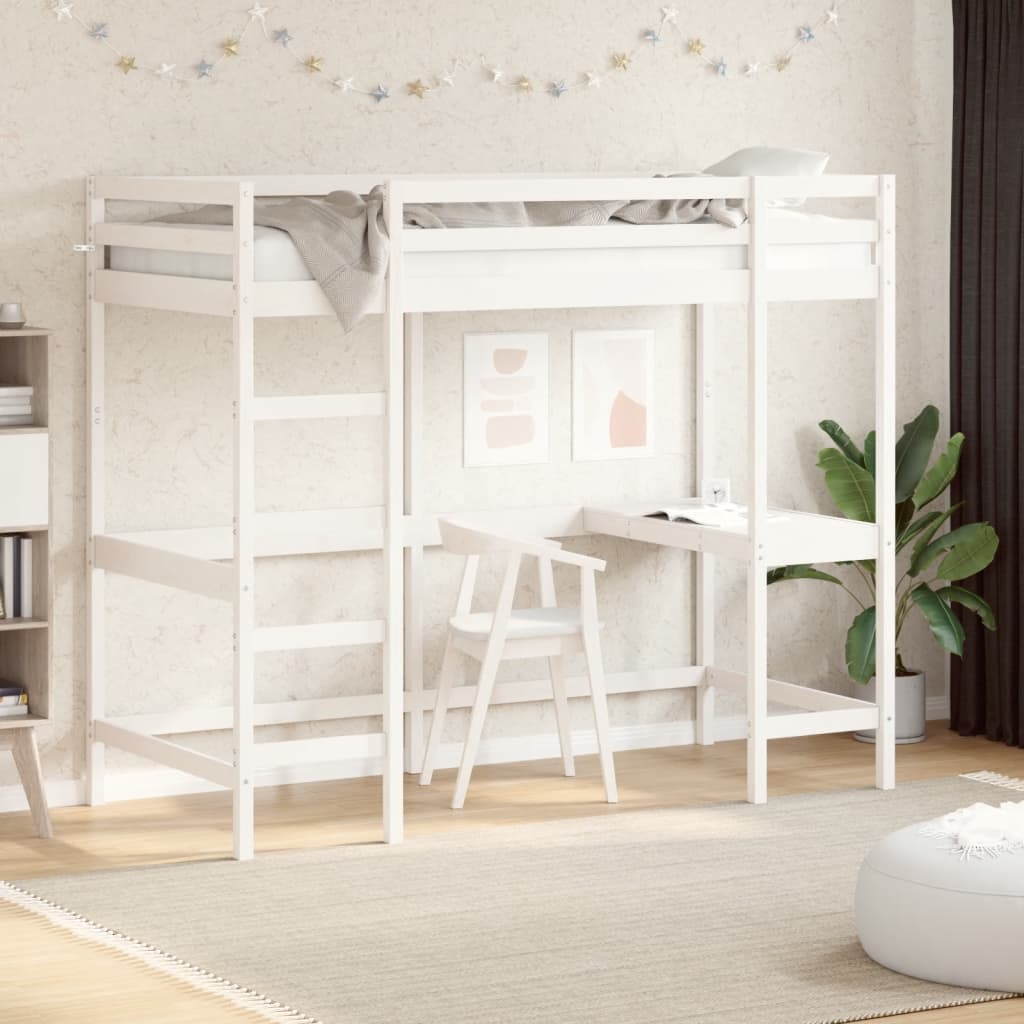 Lit superposé sans matelas blanc 90x200 cm bois de pin massif - XIOS