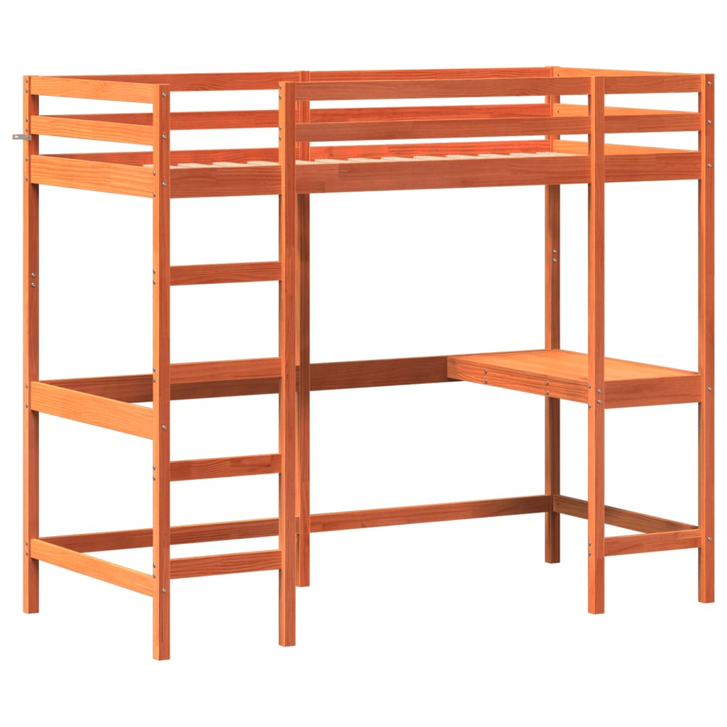 Lit superposé sans matelas cire marron 90x200 cm pin massif - XIOS