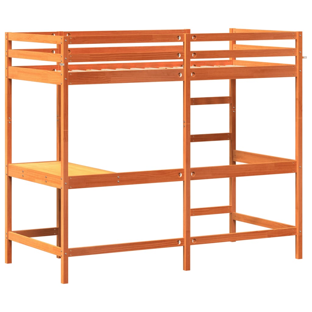 Lit superposé sans matelas cire marron 90x200 cm pin massif - XIOS
