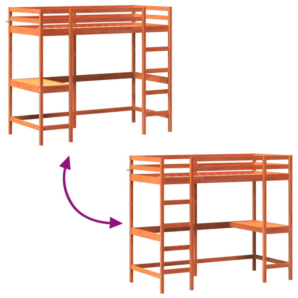 Lit superposé sans matelas cire marron 90x200 cm pin massif - XIOS