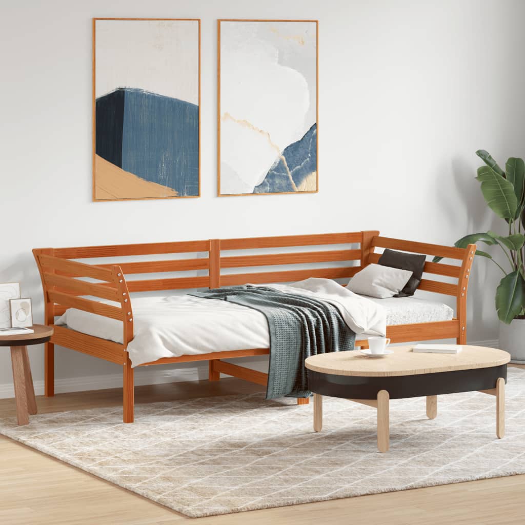 Lit de jour sans matelas cire marron 90x190 cm bois pin massif - XIOS