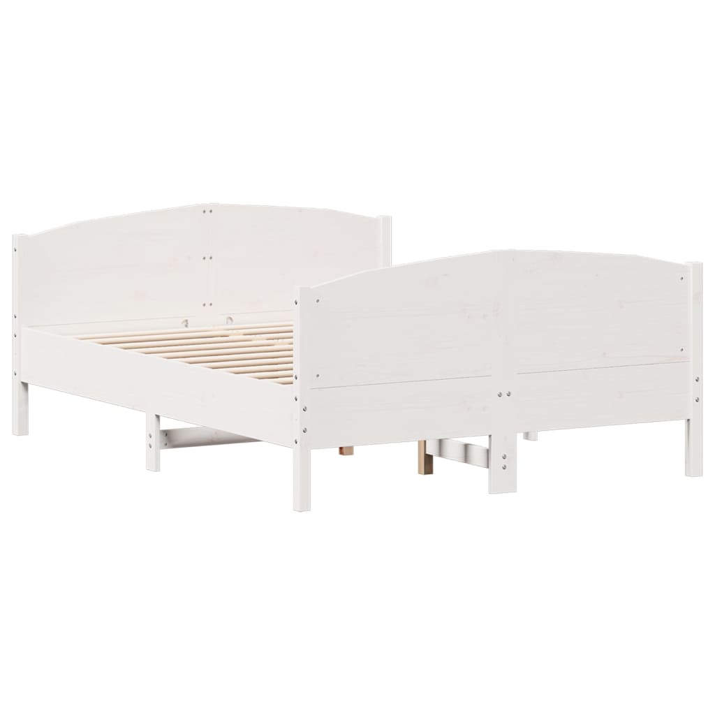 Cadre de lit sans matelas blanc 160x200 cm bois de pin massif - XIOS