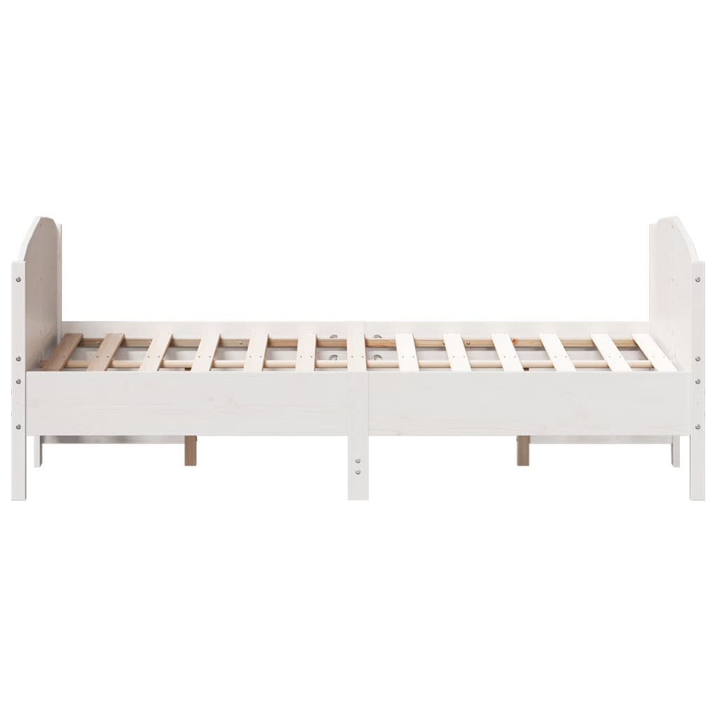 Cadre de lit sans matelas blanc 150x200 cm bois de pin massif - XIOS