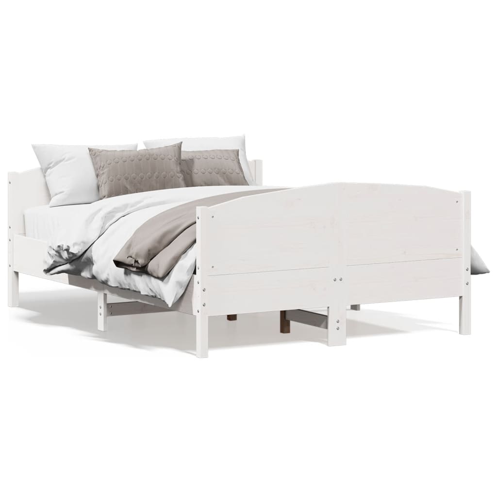 Cadre de lit sans matelas blanc 140x200 cm bois de pin massif - XIOS